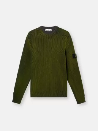 Crewneck-sweater med tofarvet spray og fiskerrib