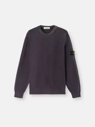 Crewneck-sweater med tofarvet spray og fiskerrib