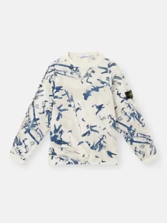 Oversized sweatshirt med rund hals og camouflageprint